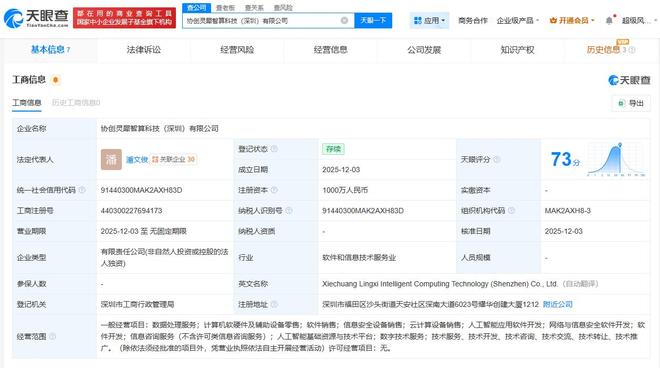 協(xié)創(chuàng)數(shù)據(jù)在深成立靈犀智算，千萬元注冊(cè)資本布局智能算力新賽道